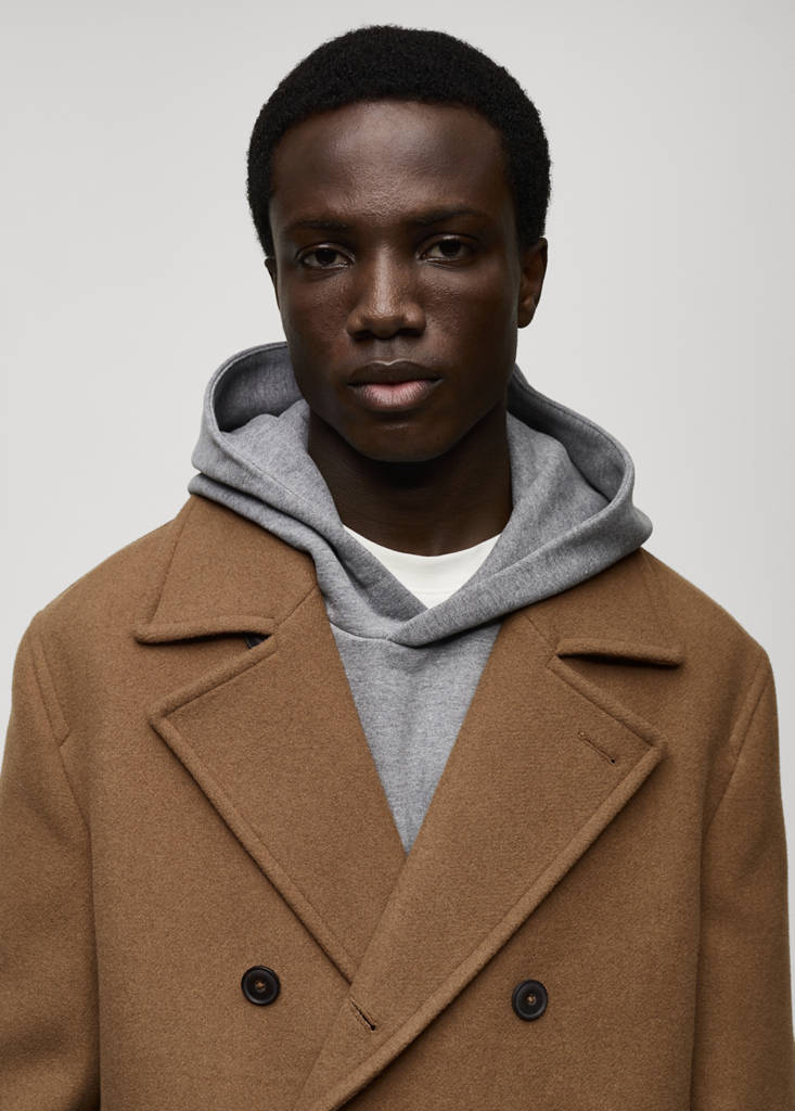 Wool double-breasted coat — Medium Brown