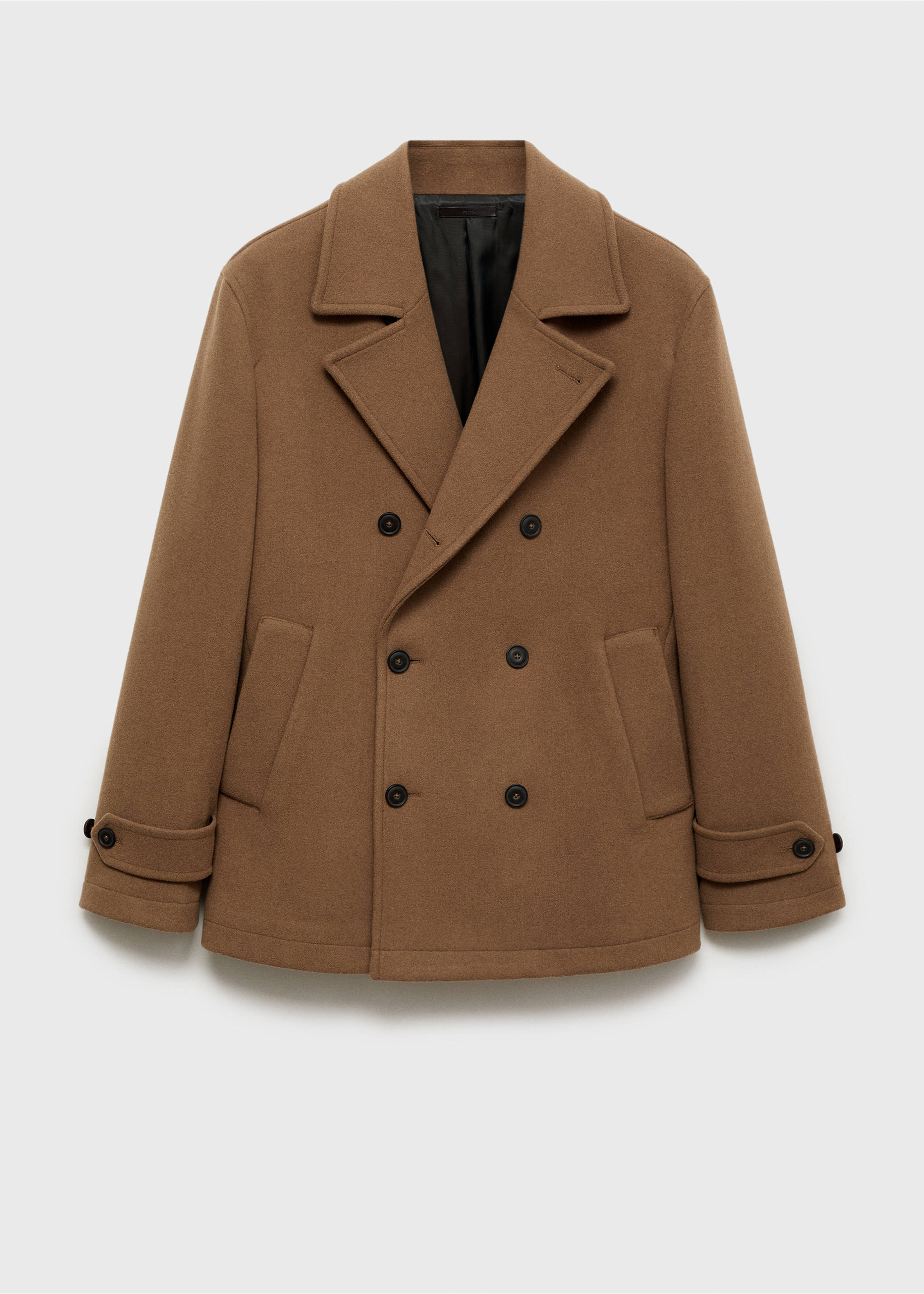 Wool double-breasted coat - Article without model, Medium Brown. Ref: 87020579-00.