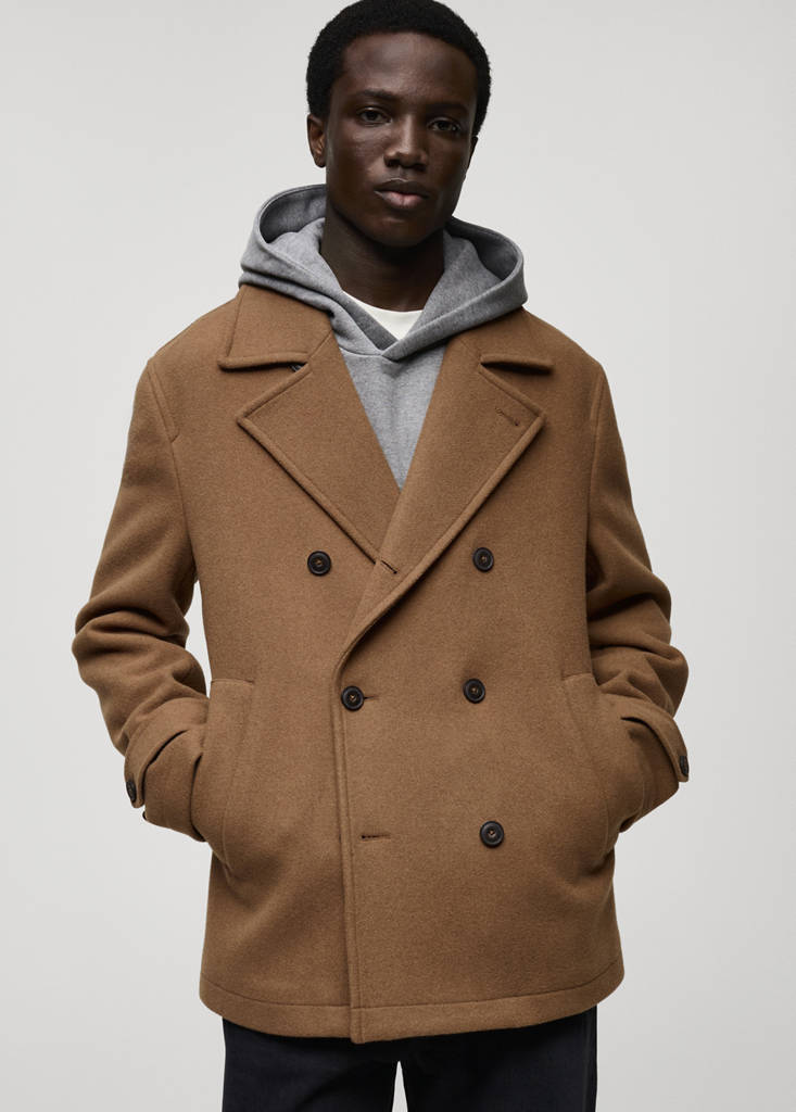 Wool double-breasted coat — Medium Brown