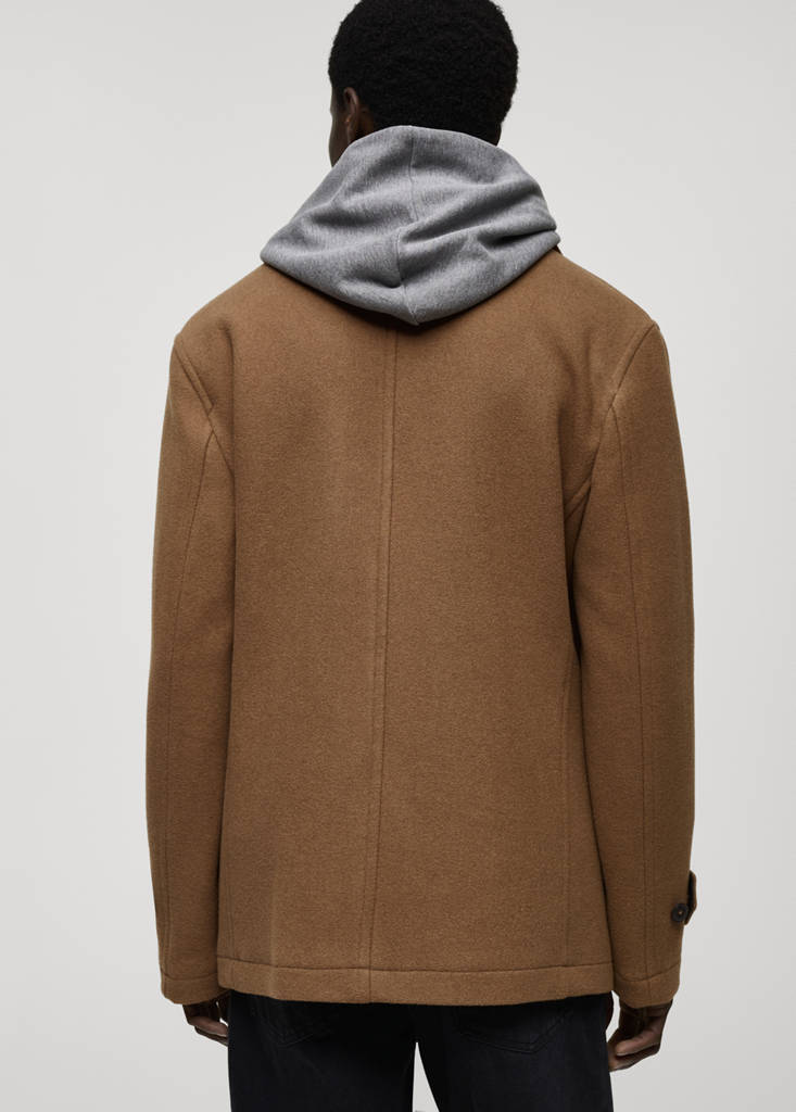 Wool double-breasted coat — Medium Brown