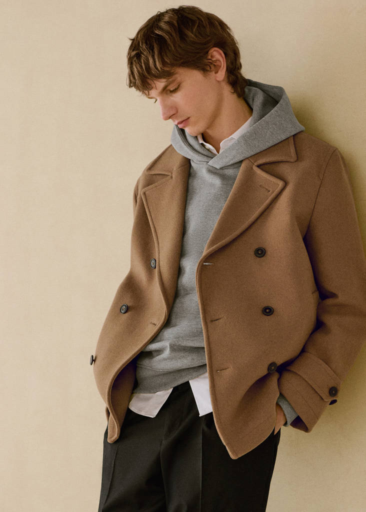 Wool double-breasted coat — Medium Brown
