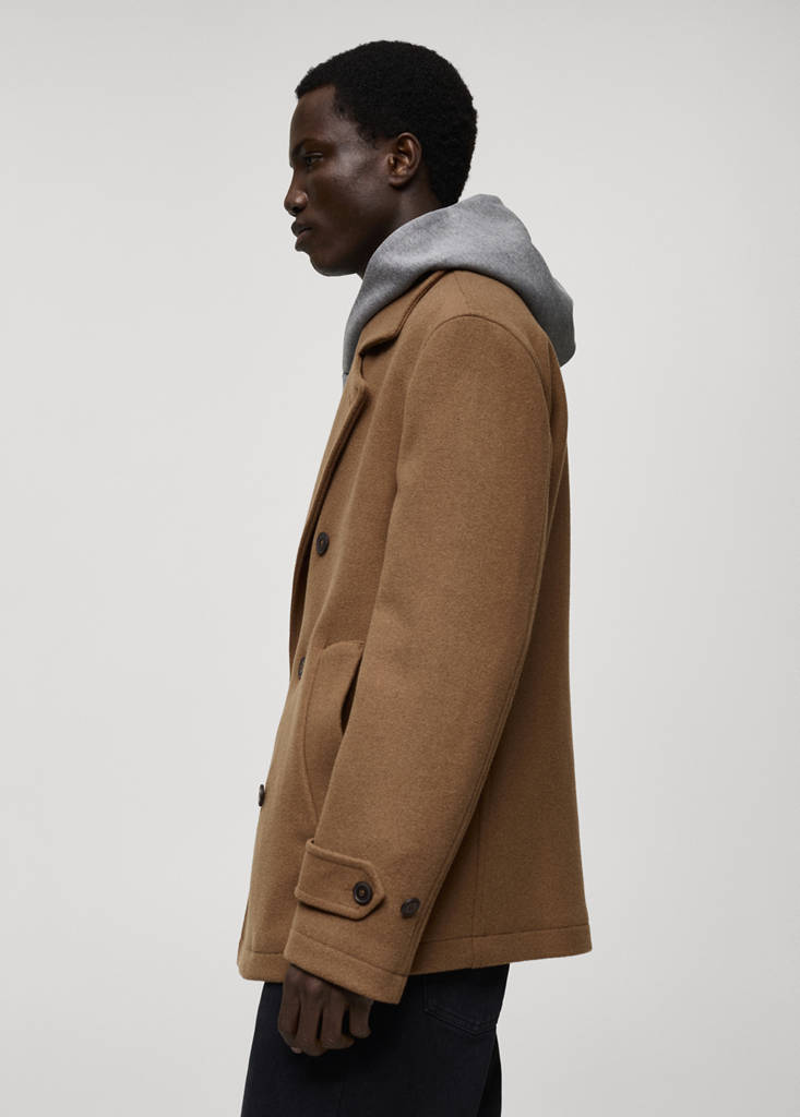 Wool double-breasted coat — Medium Brown