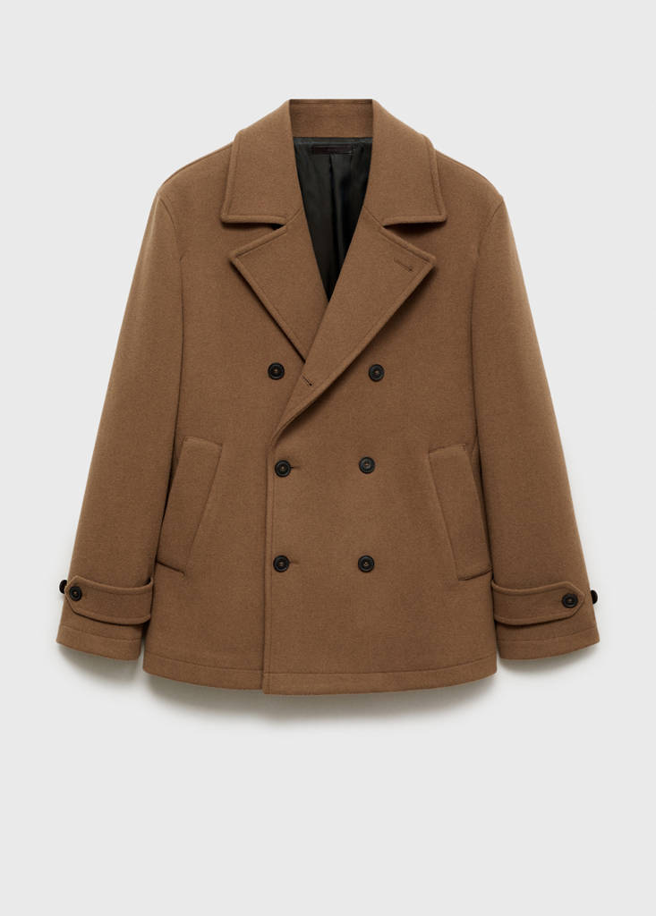 Wool double-breasted coat — Medium Brown