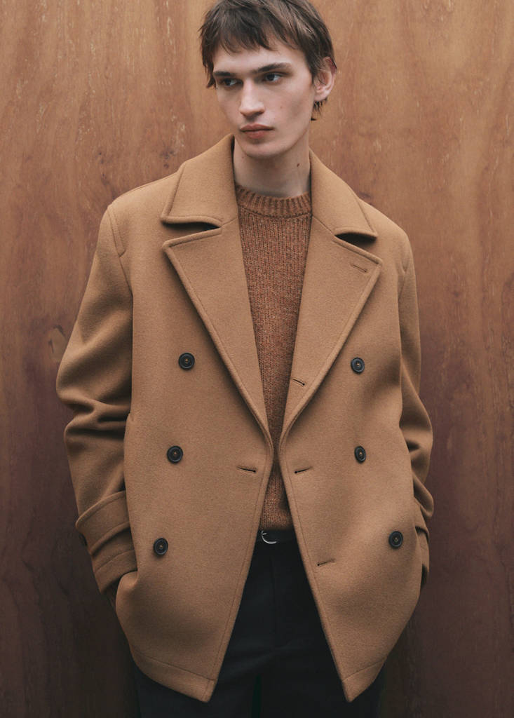 Wool double-breasted coat — Medium Brown