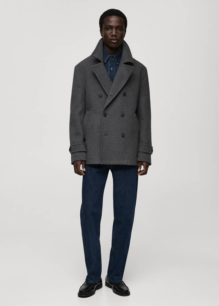 Wool double-breasted coat — Medium Heather Grey