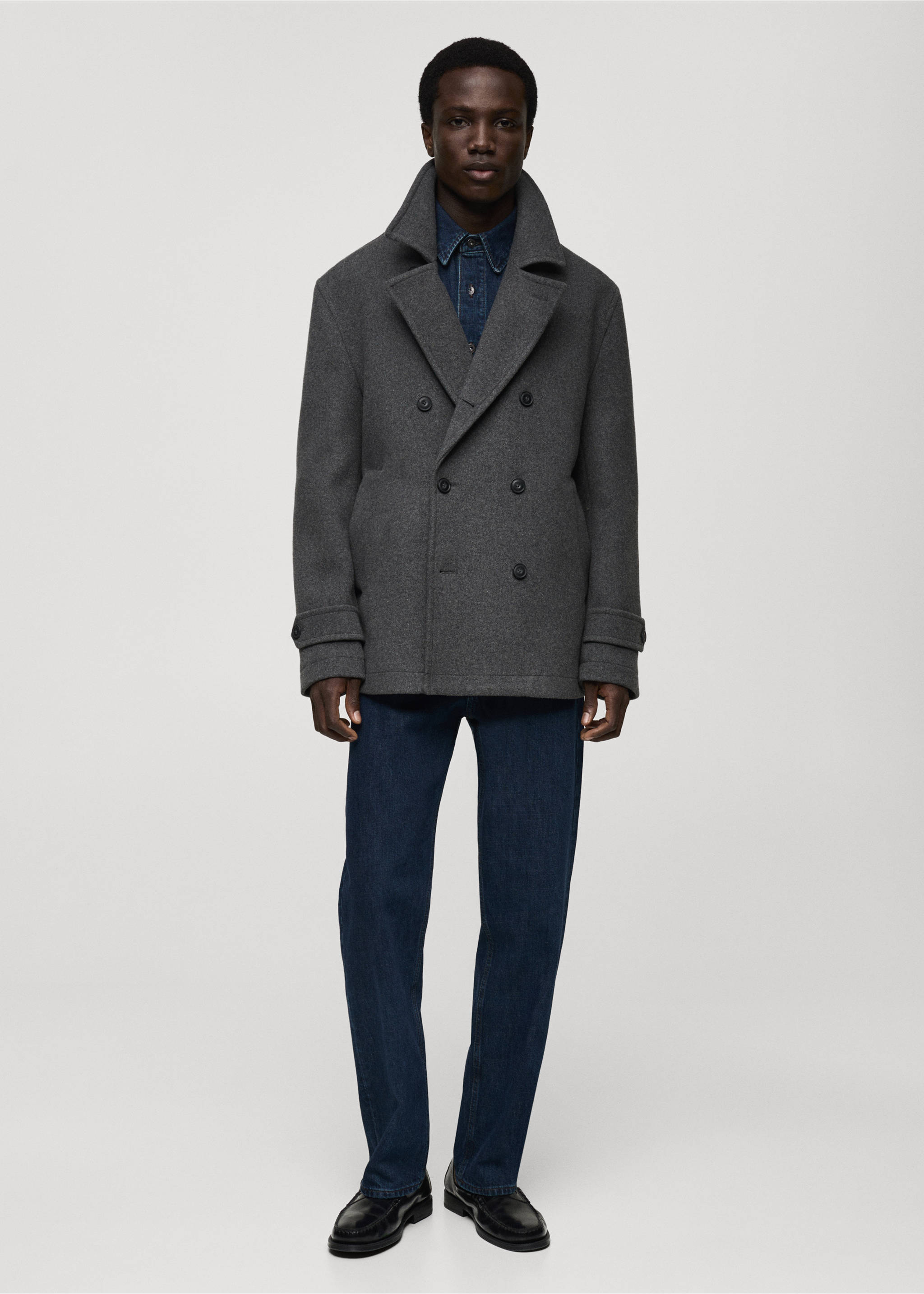 Wool double-breasted coat - General plane, Medium Heather Grey. Ref: 87020579-00.