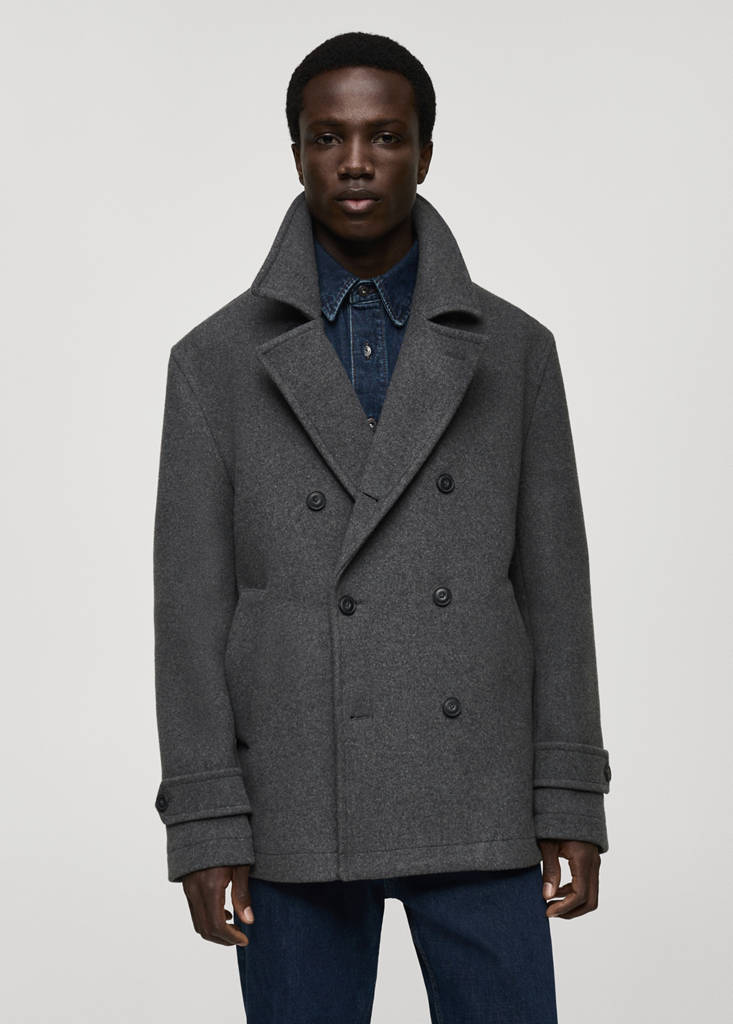 Wool double-breasted coat — Medium Heather Grey