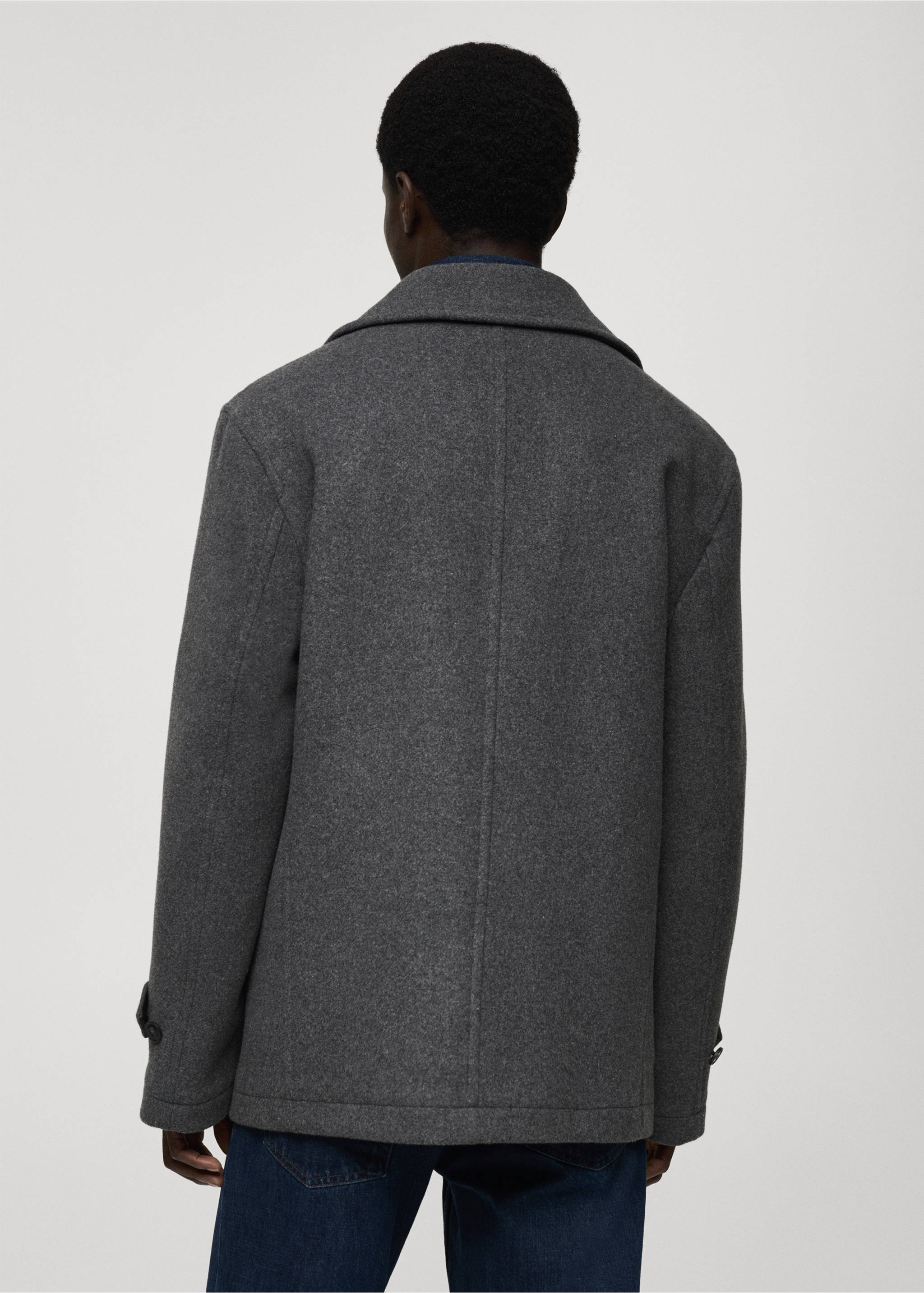 Wool double-breasted coat - Reverse of the article, Medium Heather Grey. Ref: 87020579-00.