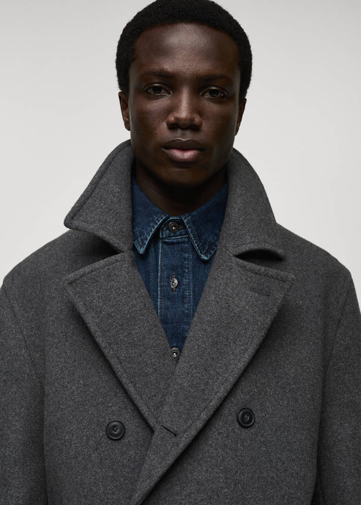 Wool double-breasted coat — Medium Heather Grey