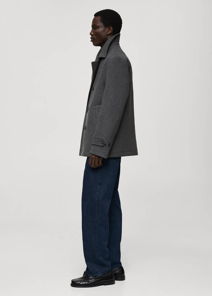 Wool double-breasted coat — Medium Heather Grey