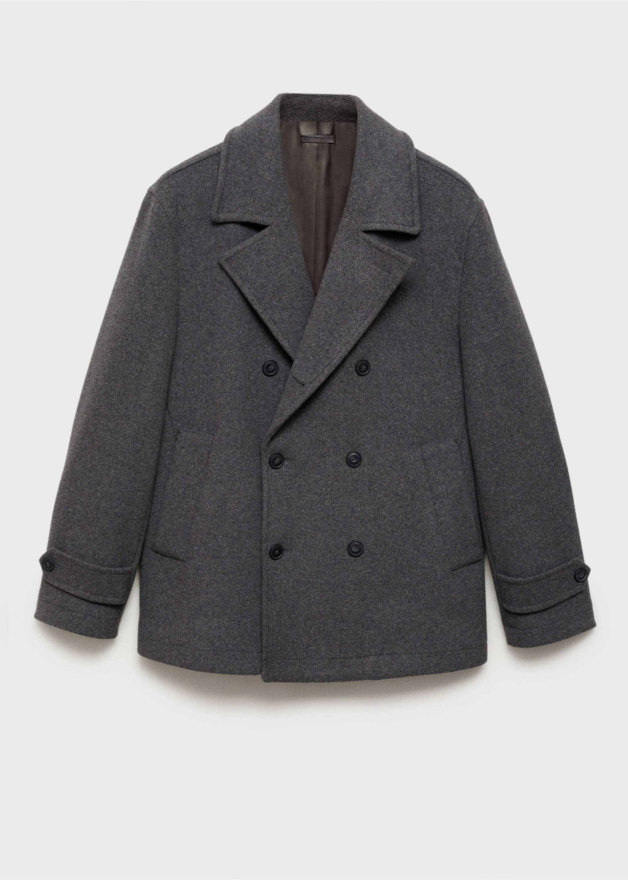 Wool double-breasted coat - Article without model, Medium Heather Grey. Ref: 87020579-00.