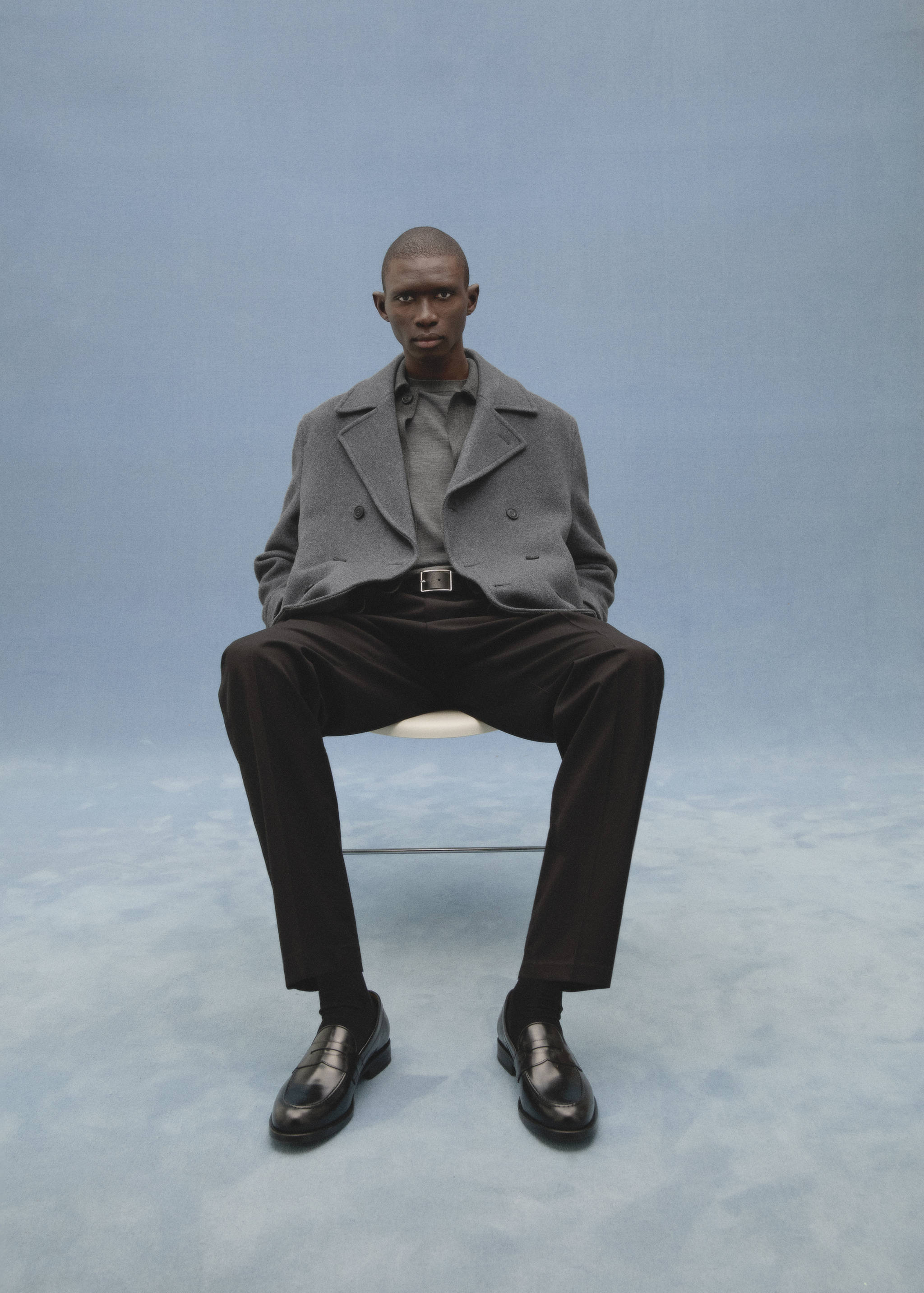 羊毛双排扣大衣 - null