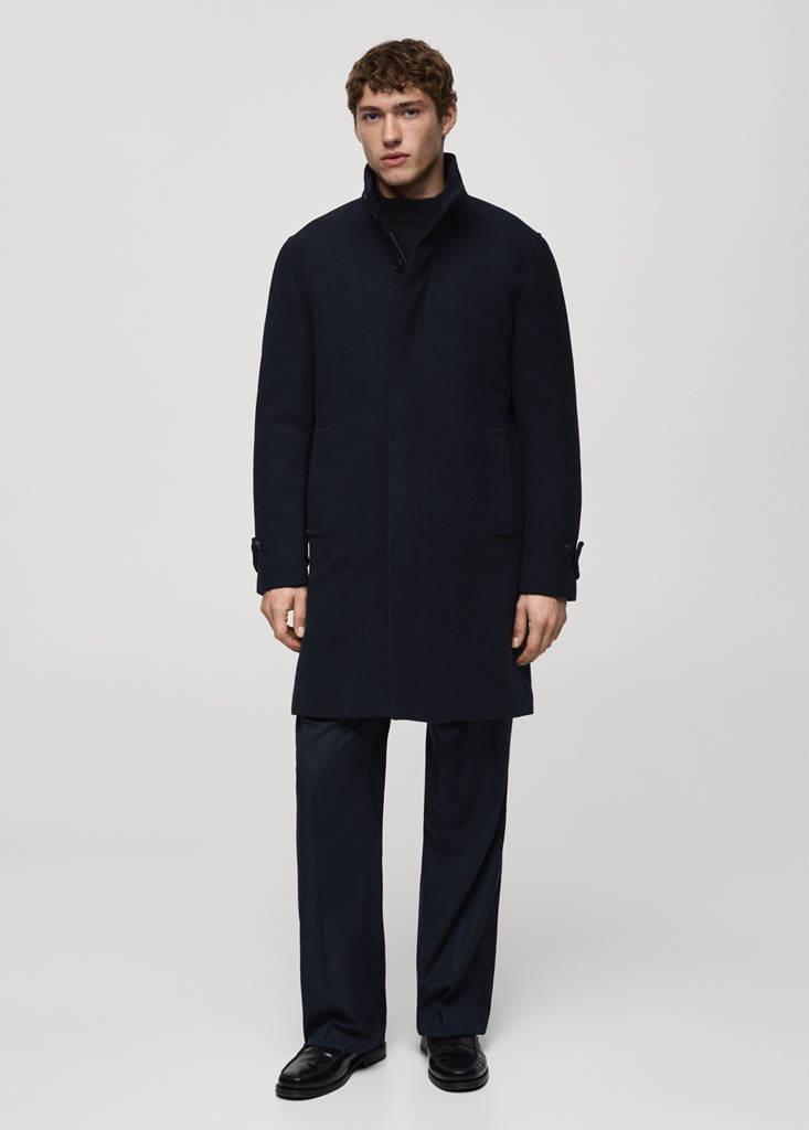 Quilted wool inner coat — Dark Navy