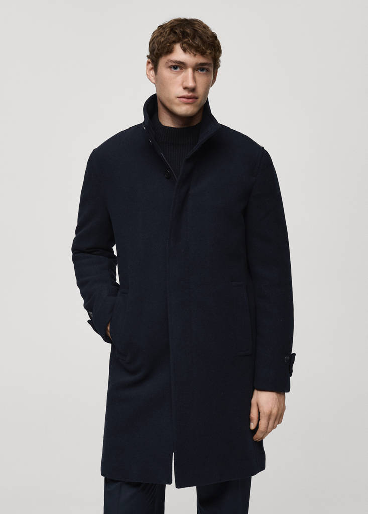 Quilted wool inner coat — Dark Navy