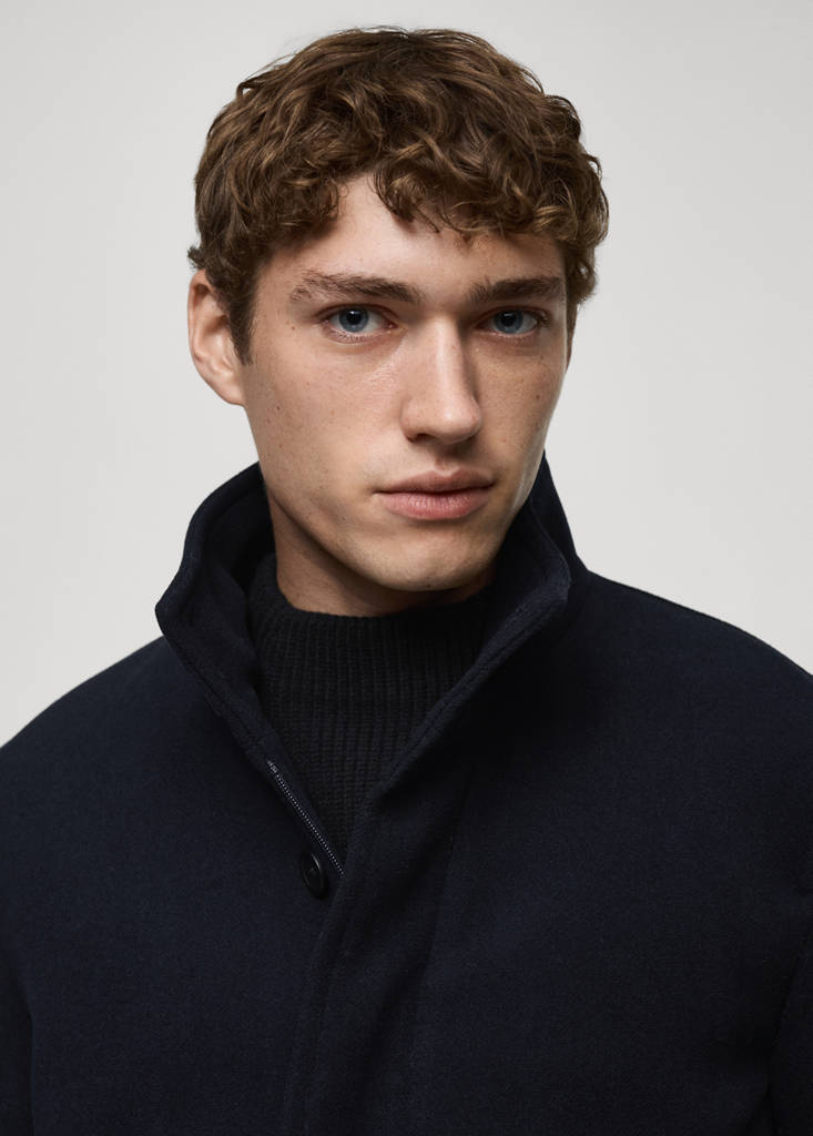 Quilted wool inner coat — Dark Navy