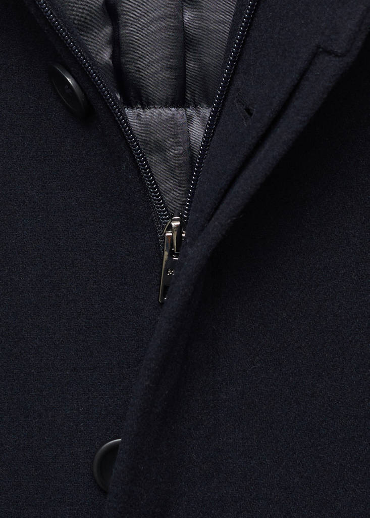 Quilted wool inner coat — Dark Navy