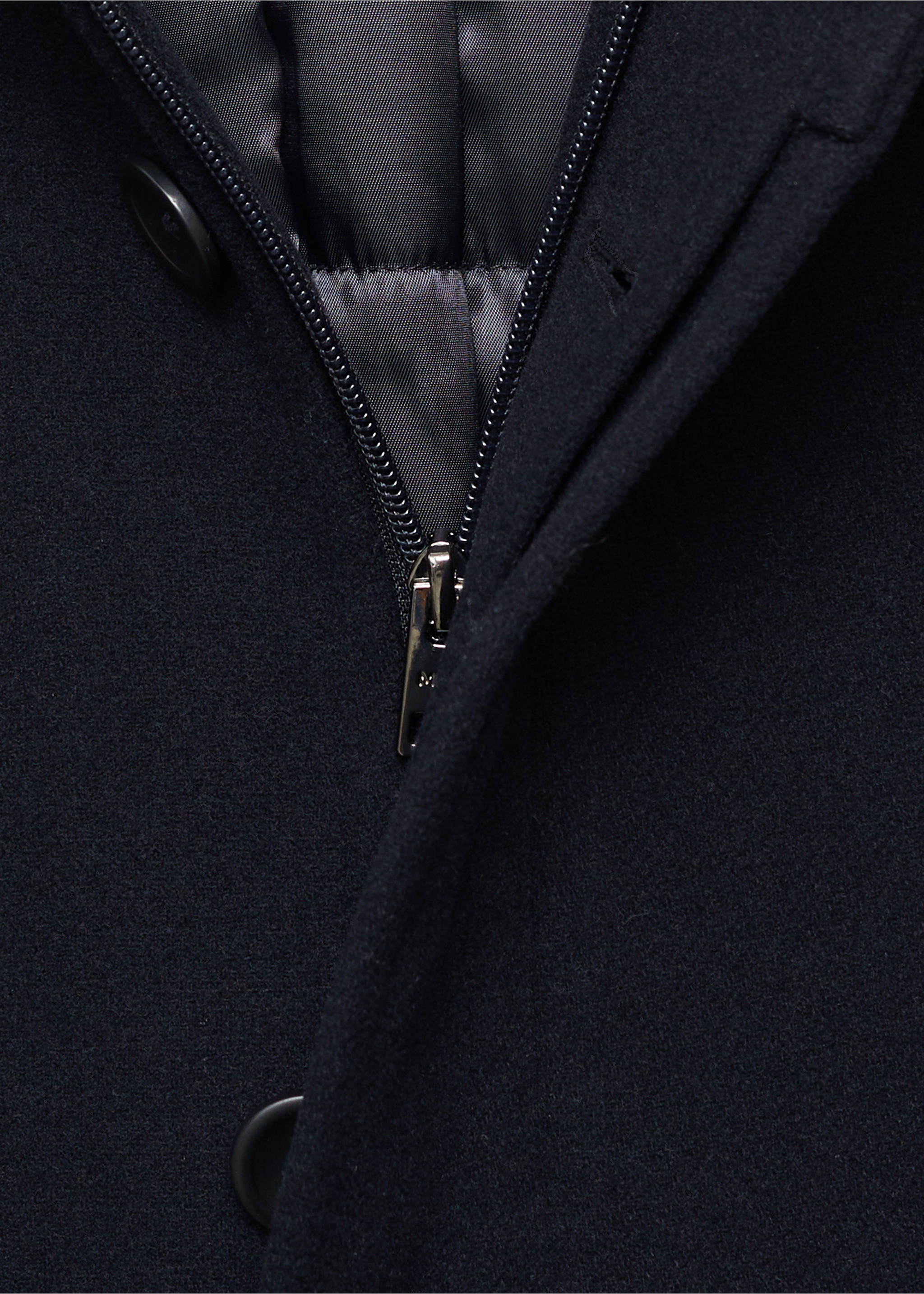Quilted wool inner coat - Details of the article 8, Dark Navy. Ref: 87020580-00.