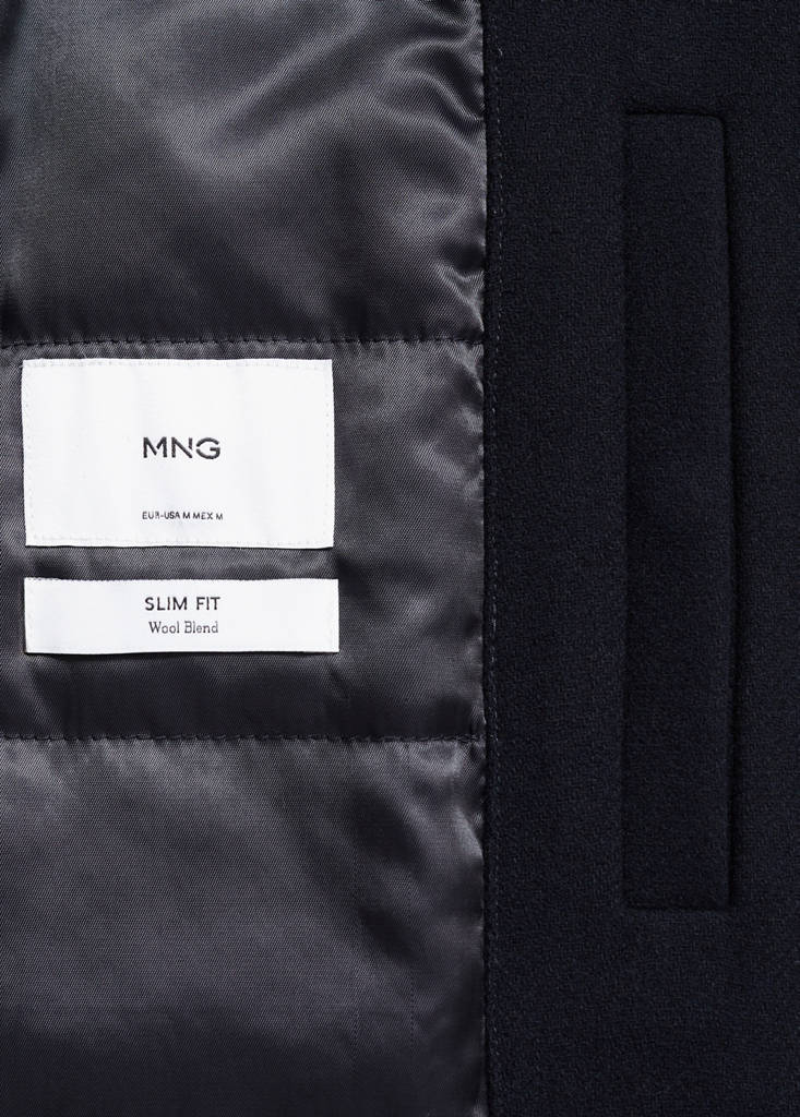 Quilted wool inner coat — Dark Navy