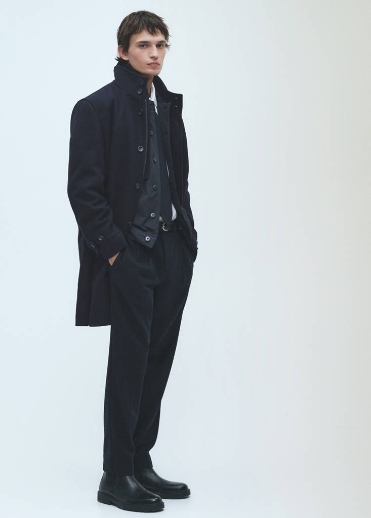 Quilted wool inner coat — Dark Navy