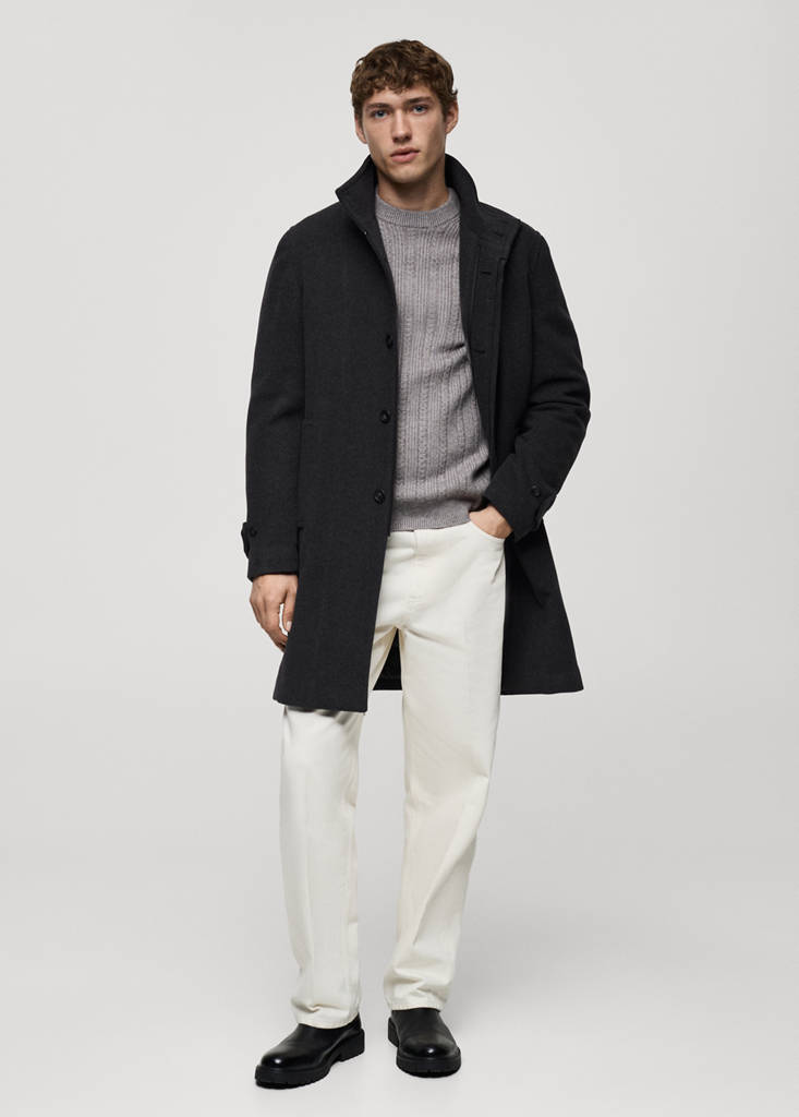 Quilted wool inner coat — Charcoal