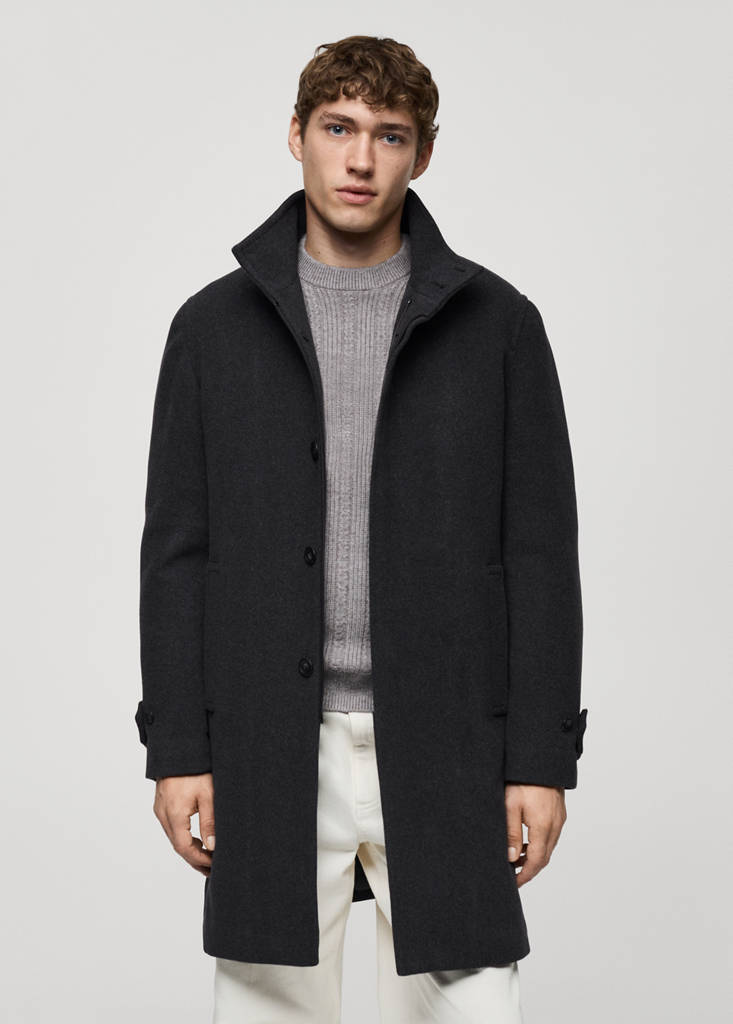 Quilted wool inner coat — Charcoal