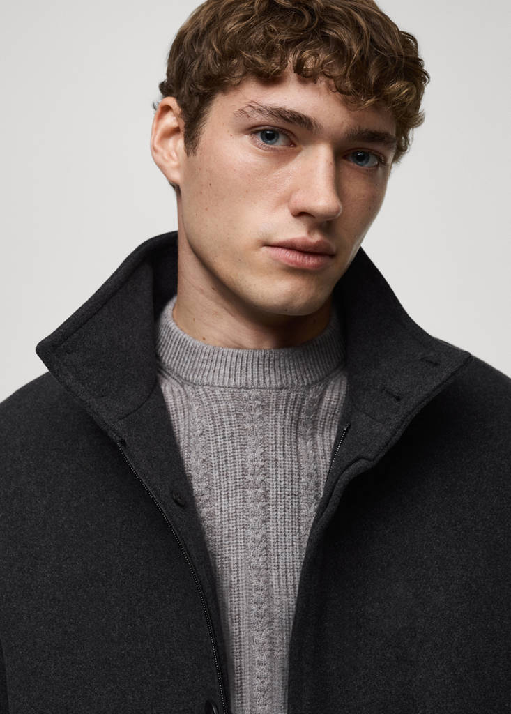 Quilted wool inner coat — Charcoal