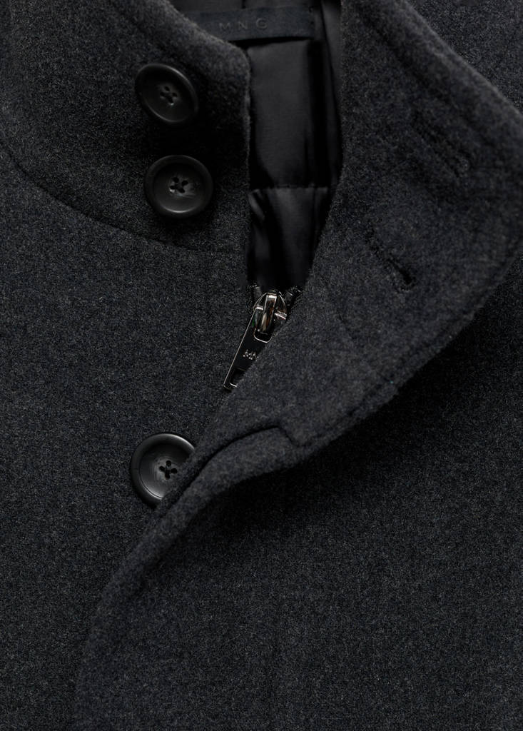 Quilted wool inner coat — Charcoal