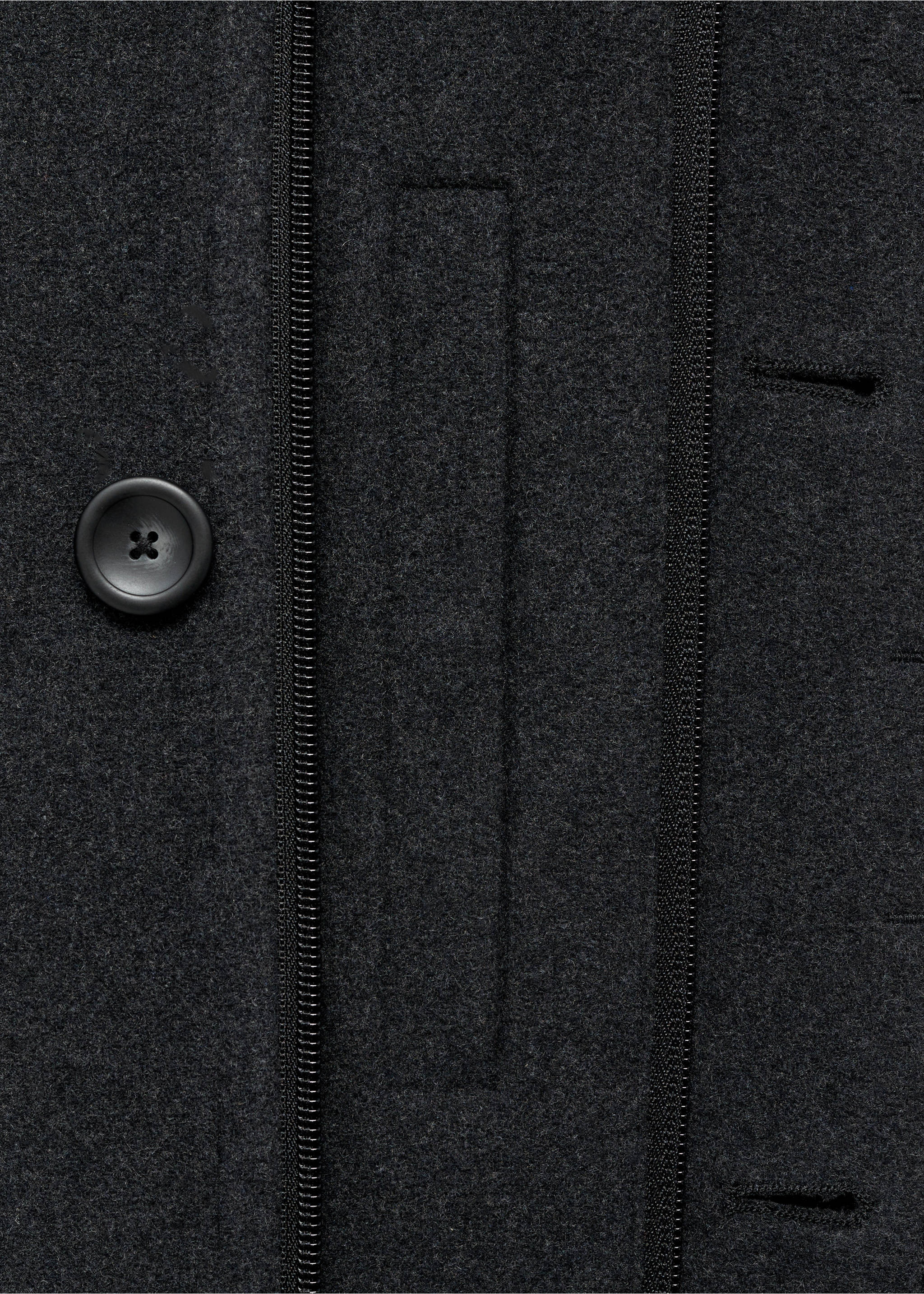 Quilted wool inner coat - Details of the article 0, Charcoal. Ref: 87020580-00.