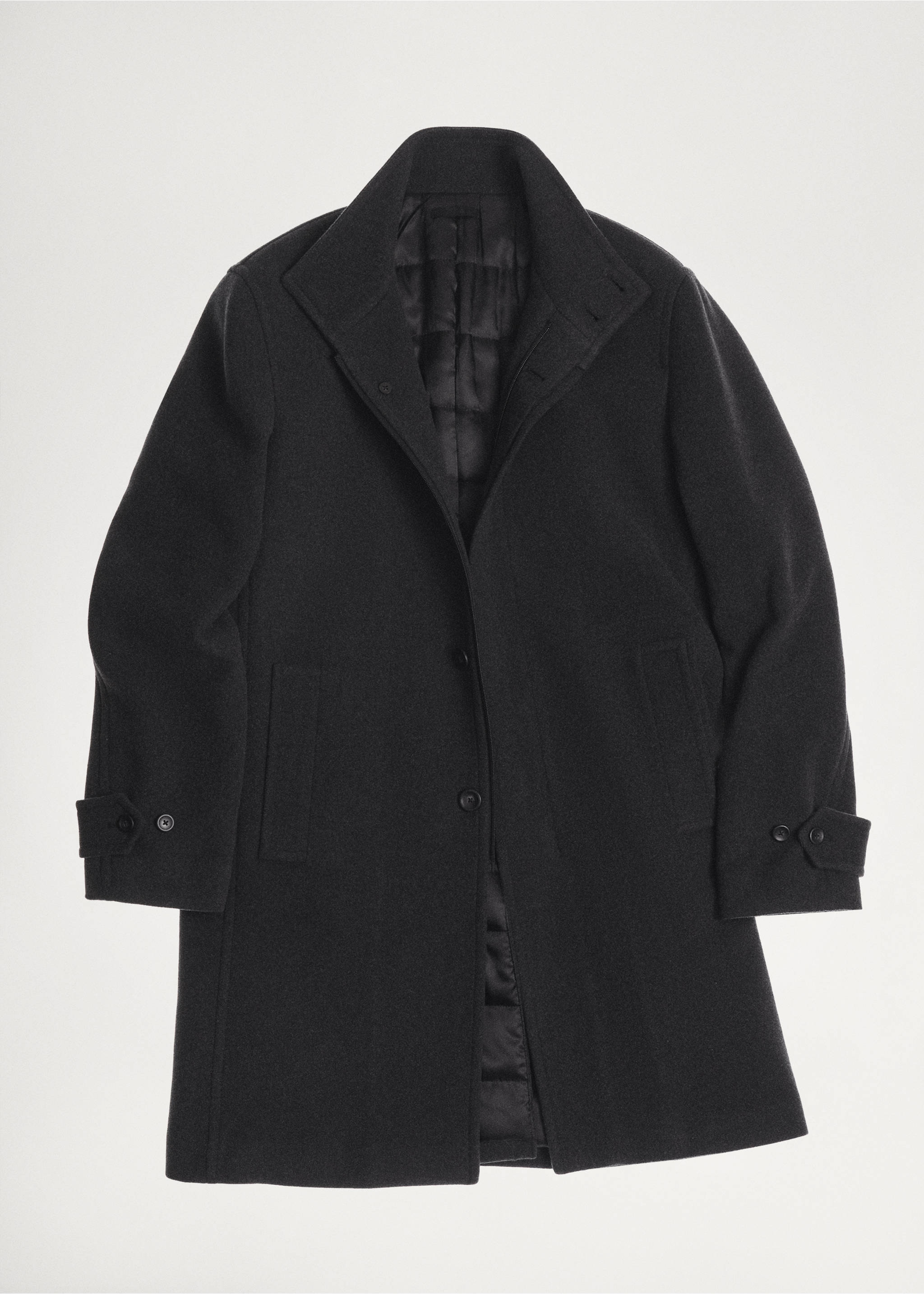 Quilted wool inner coat - Details of the article 5, Charcoal. Ref: 87020580-00.