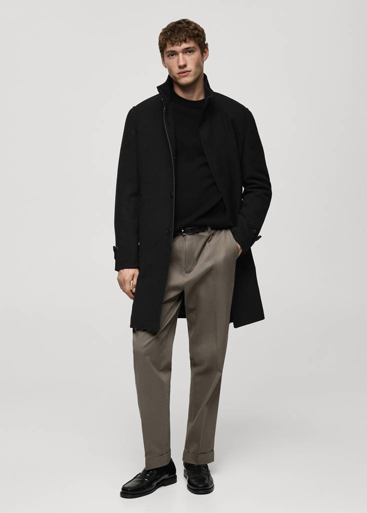 Quilted wool inner coat — Black