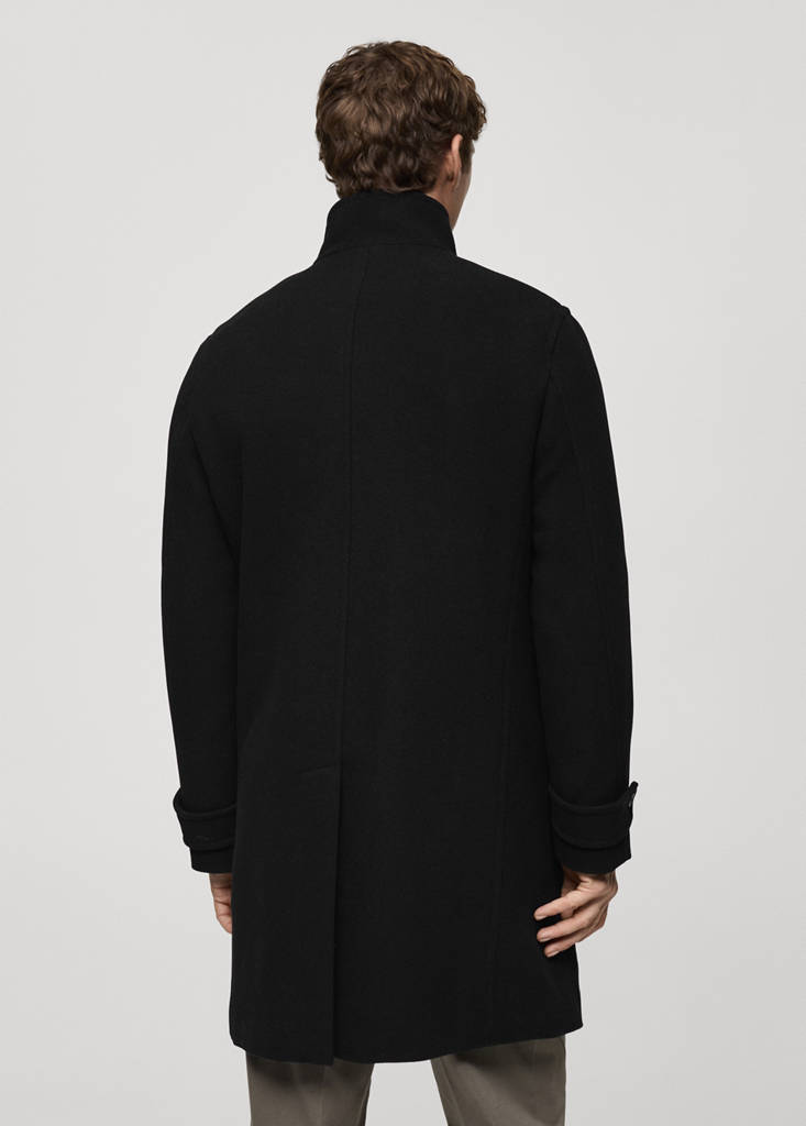 Quilted wool inner coat — Black