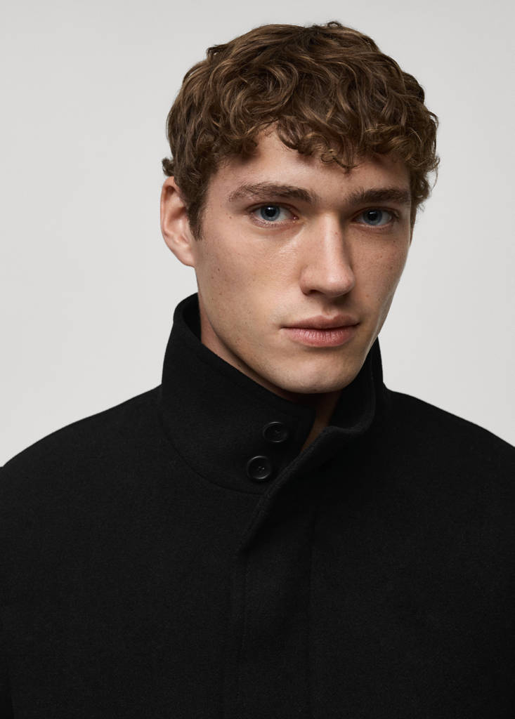 Quilted wool inner coat — Black