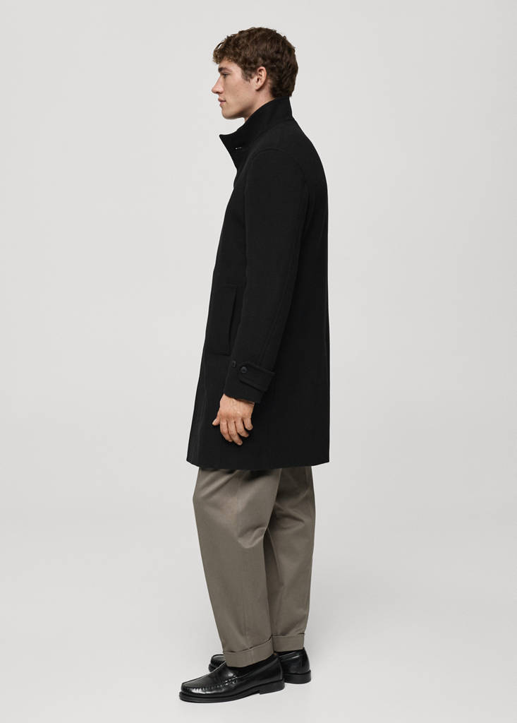 Quilted wool inner coat — Black