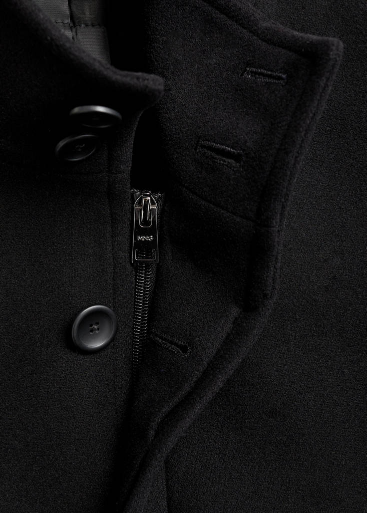 Quilted wool inner coat — Black