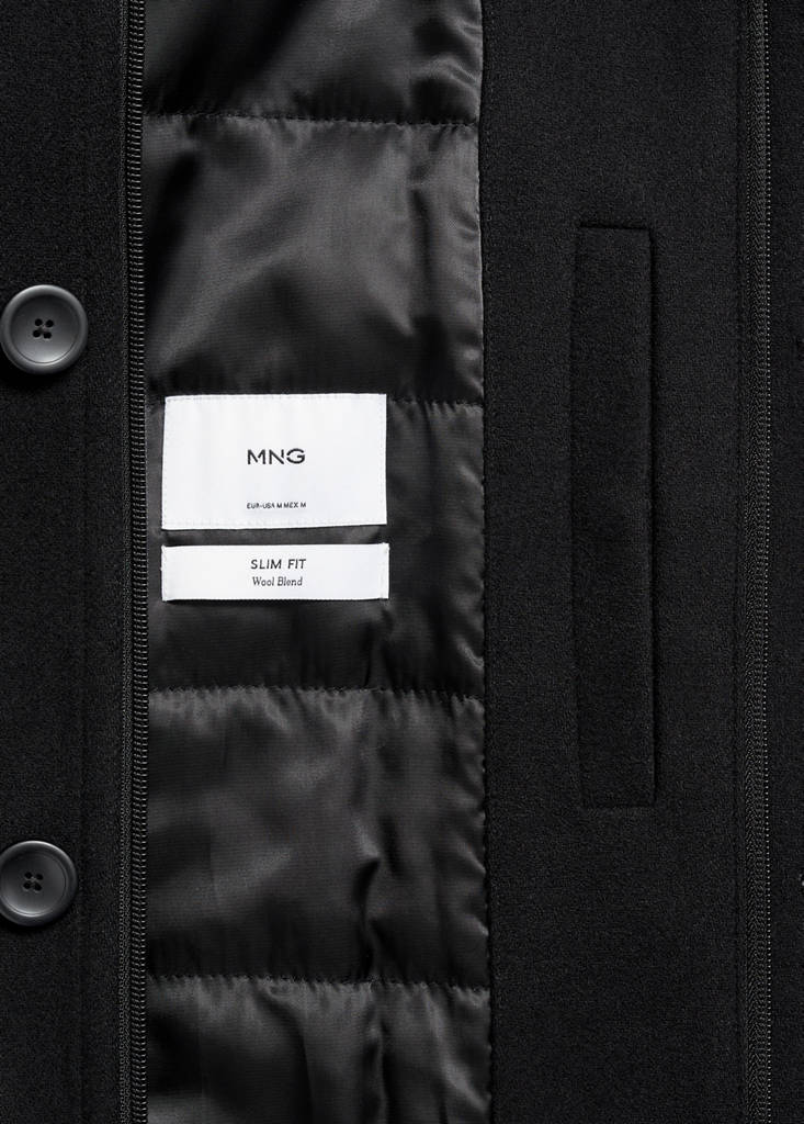 Quilted wool inner coat — Black