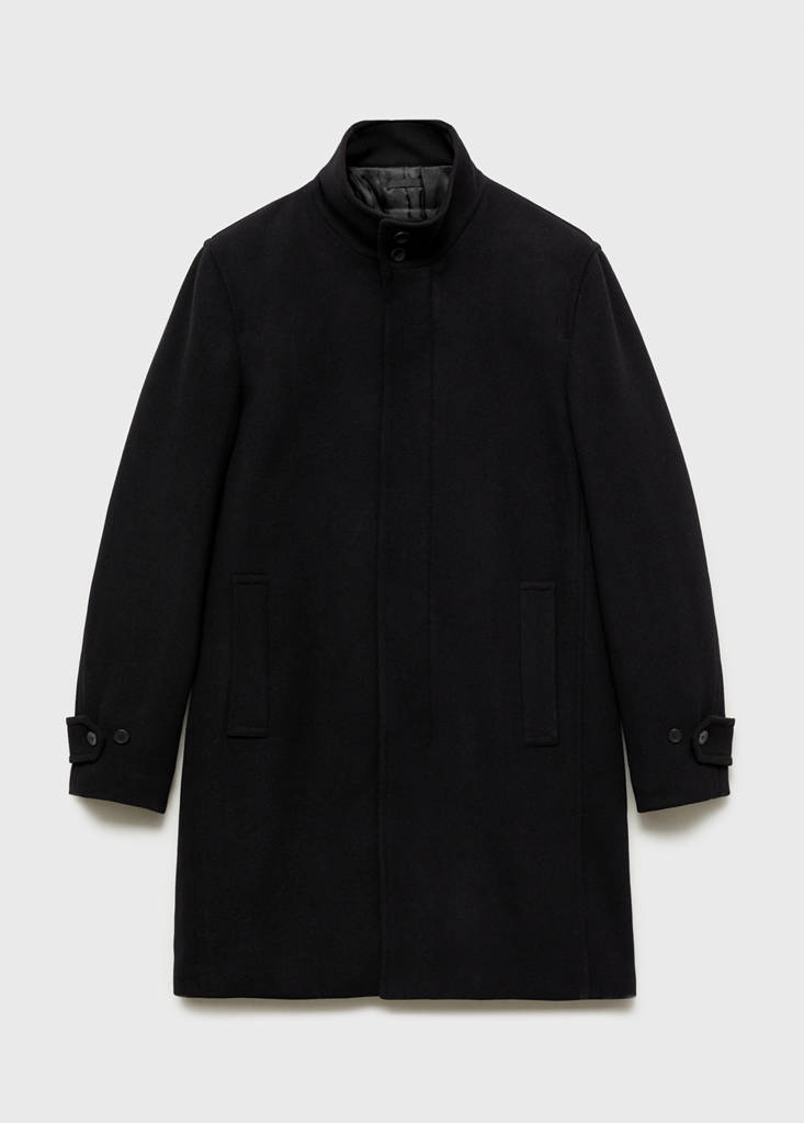 Quilted wool inner coat — Black