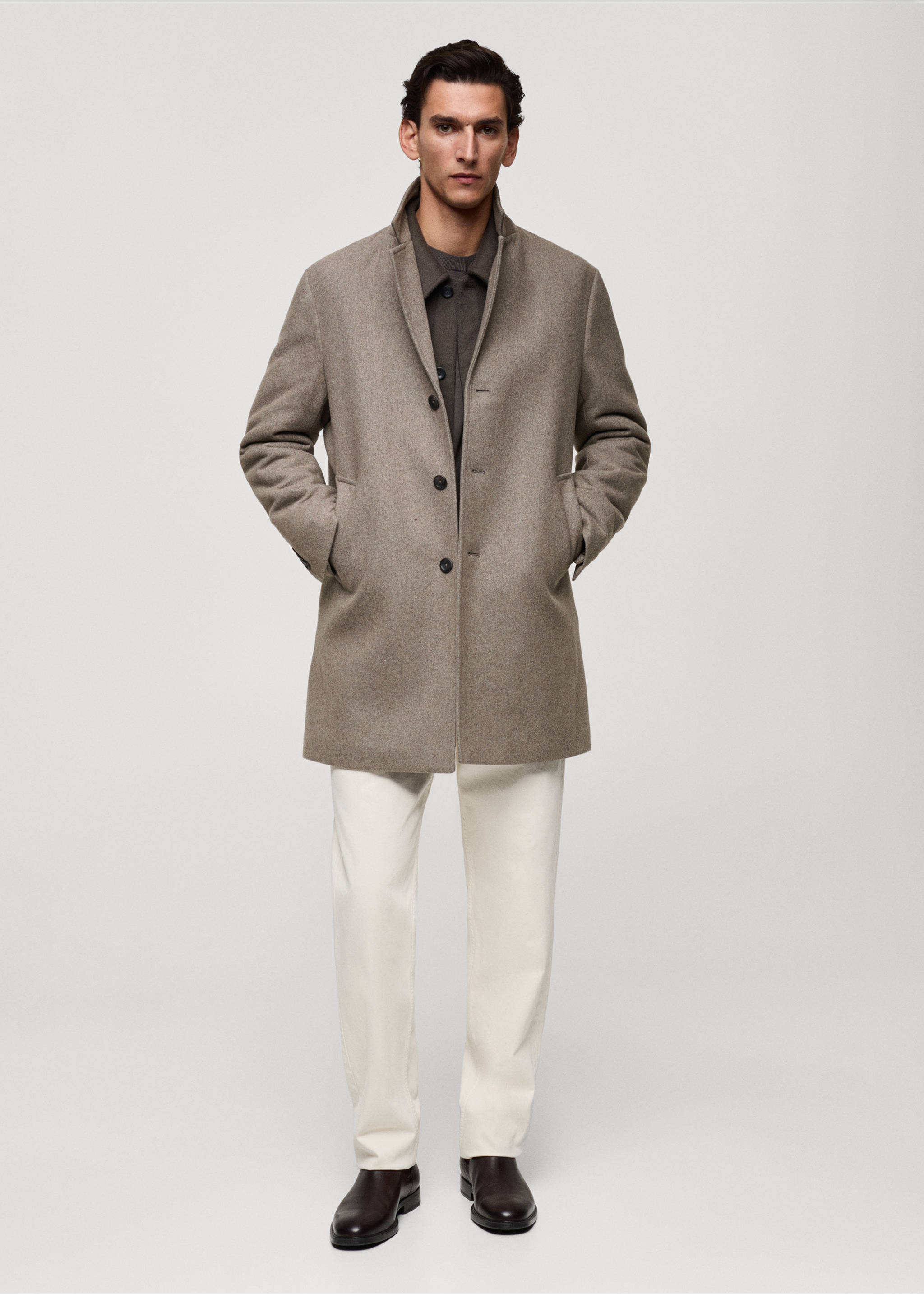 Quilted wool inner coat - General plane, Medium Brown. Ref: 87020581-00.