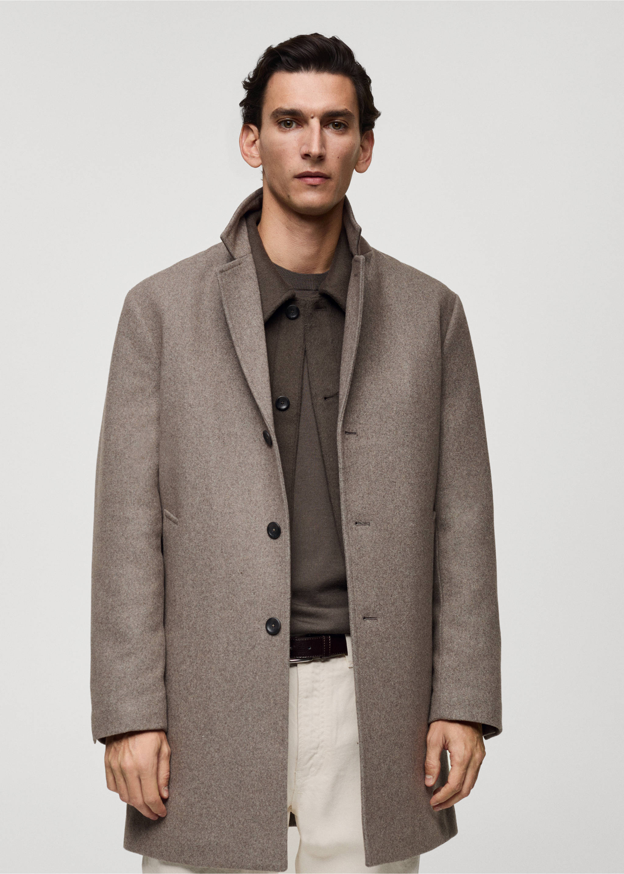 Quilted wool inner coat - Medium plane, Medium Brown. Ref: 87020581-00.