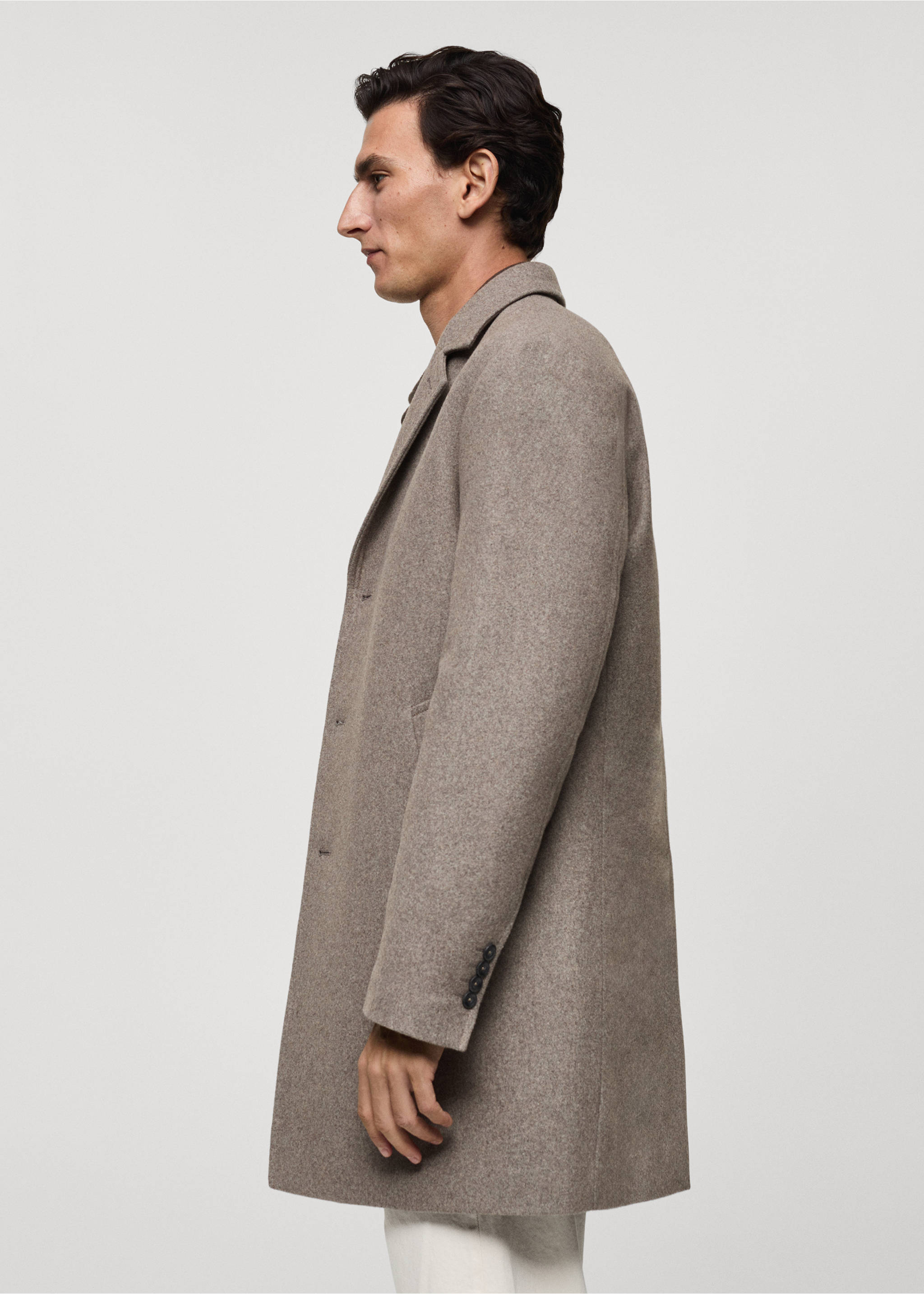 Quilted wool inner coat - Details of the article 2, Medium Brown. Ref: 87020581-00.