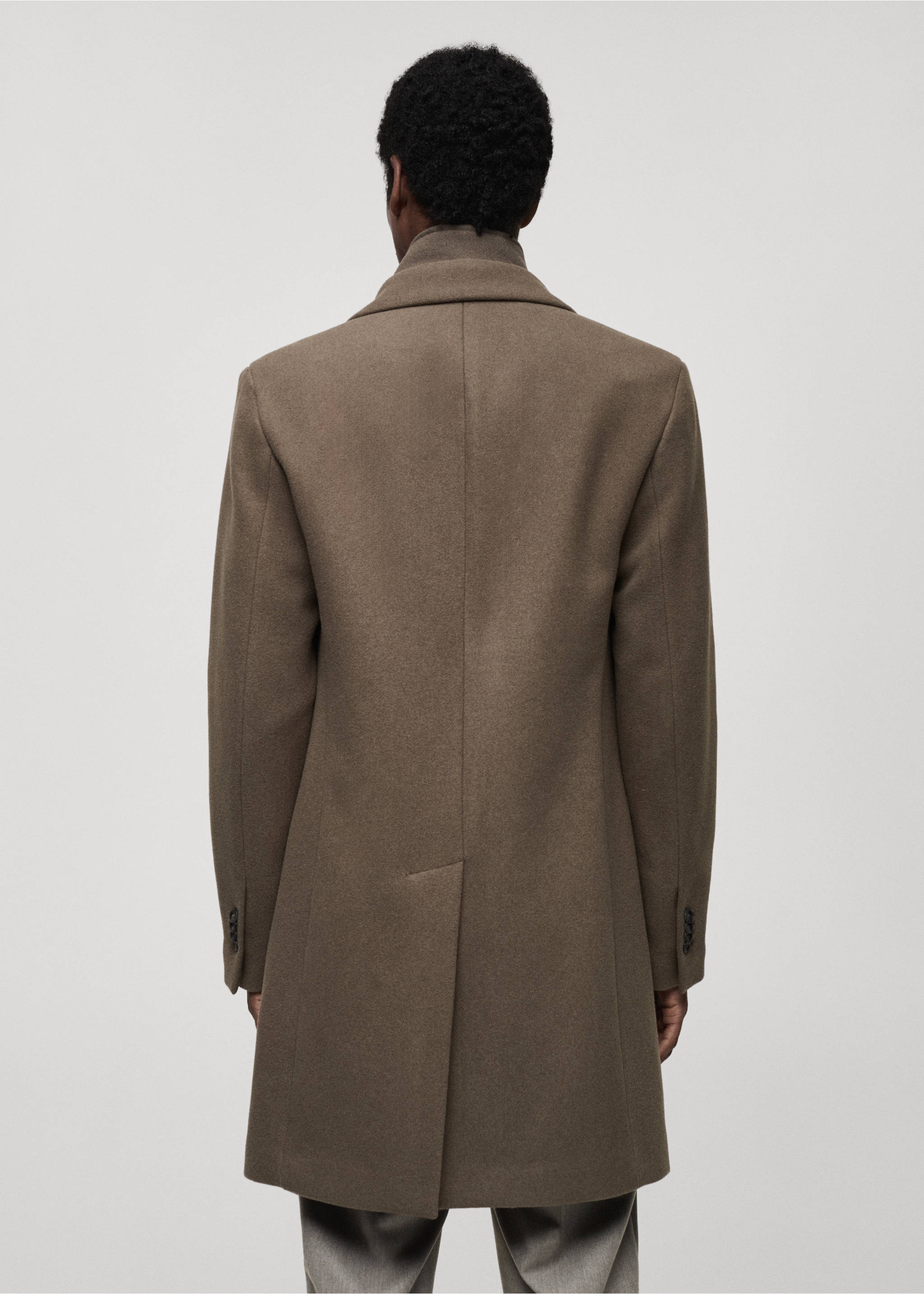 Detachable hood wool coat - Reverse of the article, Medium Brown. Ref: 87020582-00.