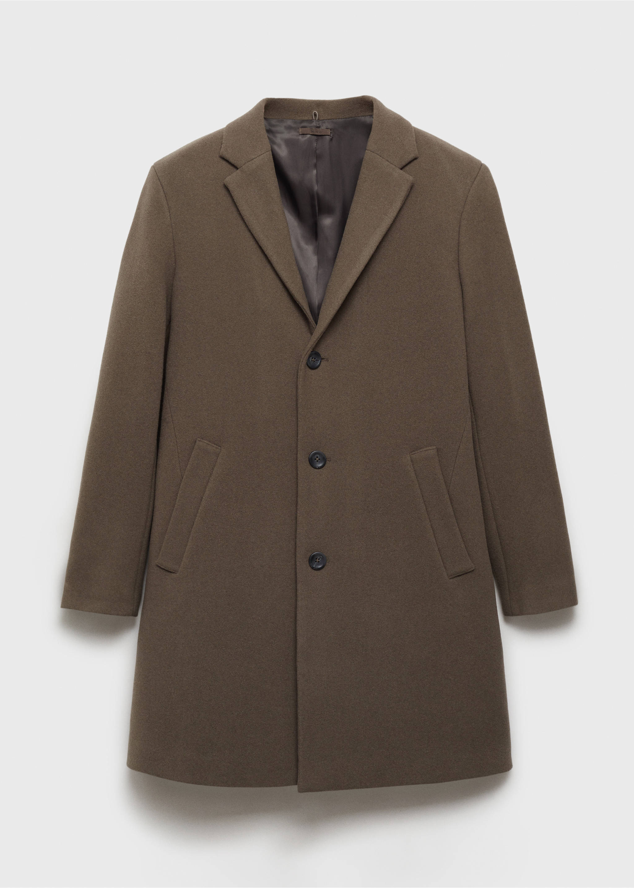 Detachable hood wool coat - Details of the article 8, Medium Brown. Ref: 87020582-00.