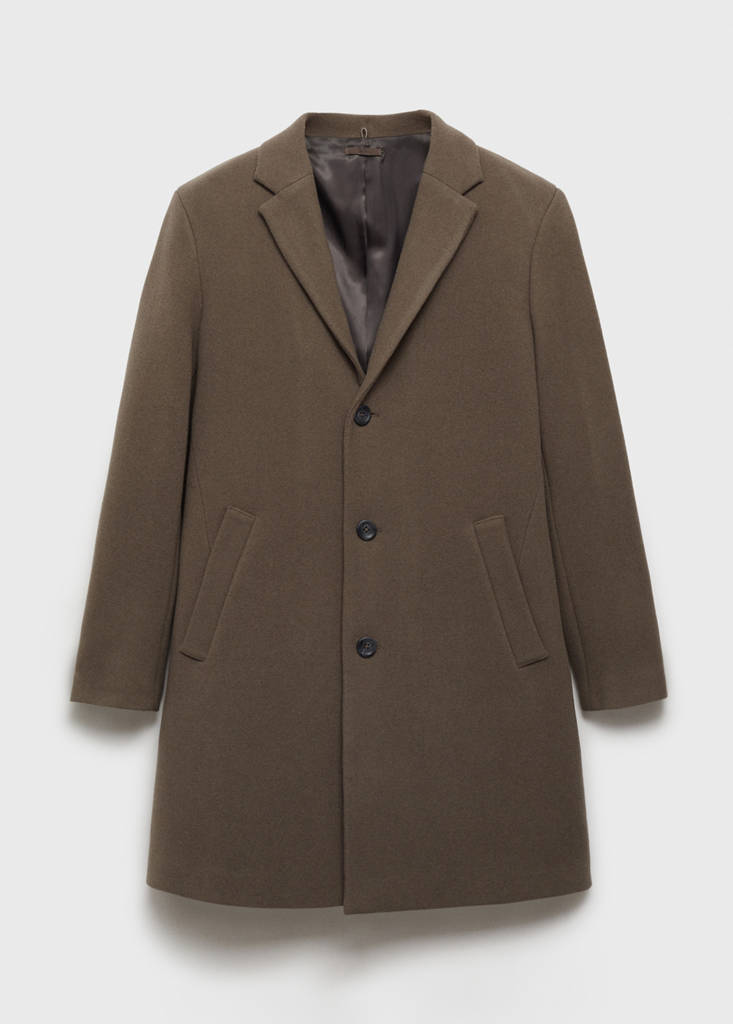 Wool coat with detachable collar — Medium Brown
