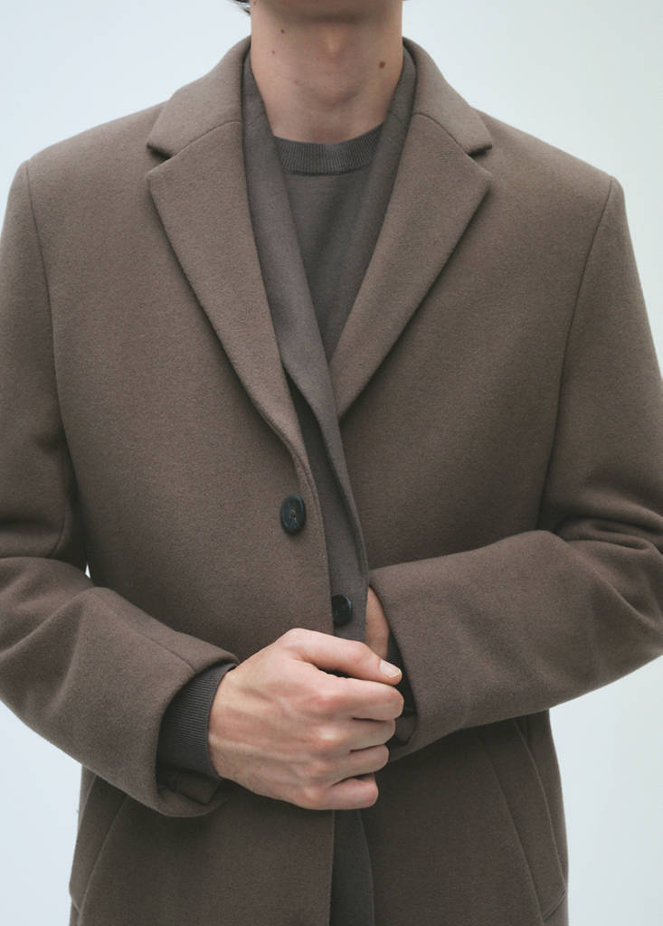 Wool coat with detachable collar — Medium Brown