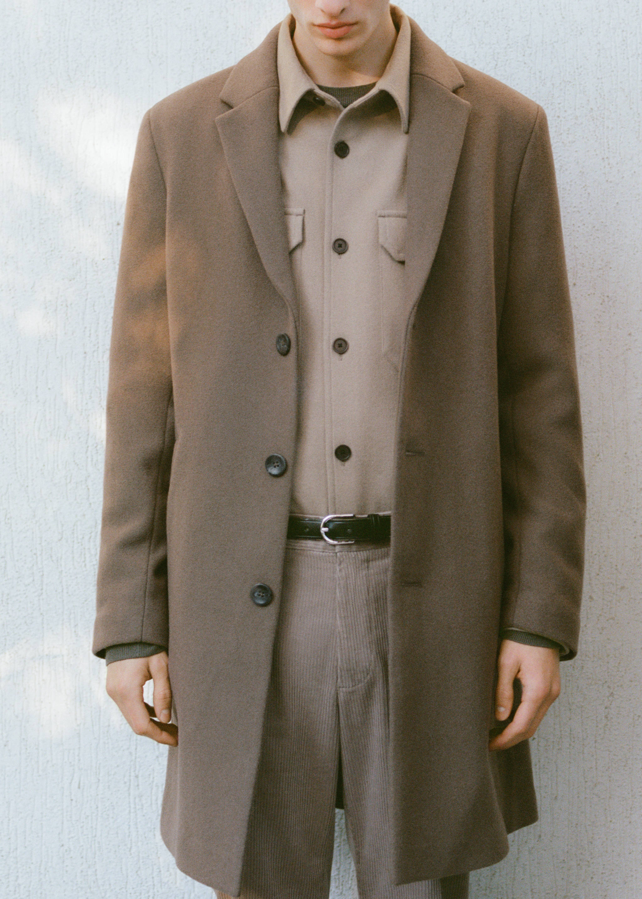 Detachable hood wool coat - Details of the article 3, Medium Brown. Ref: 87020582-00.