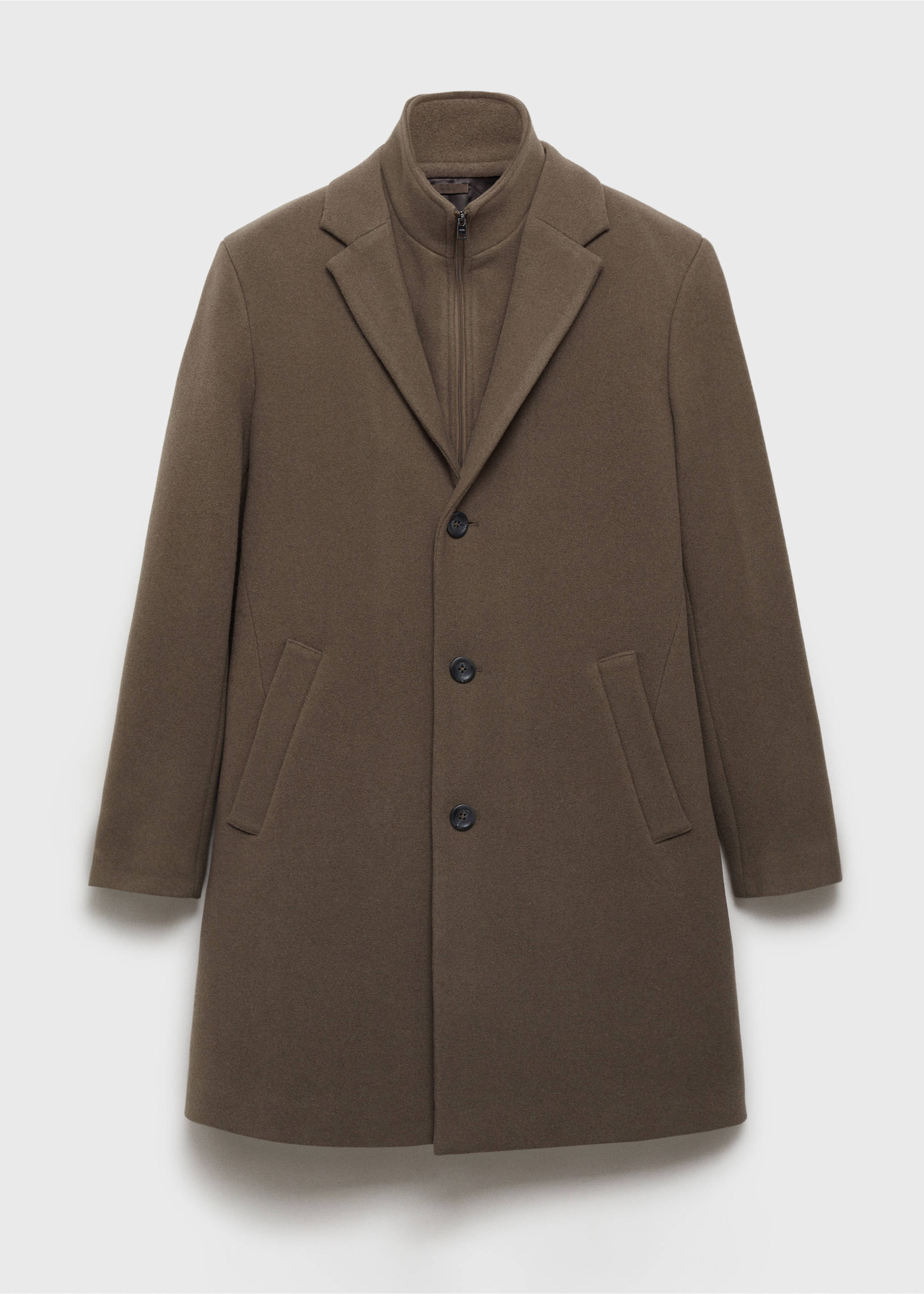 Detachable hood wool coat - Article without model, Medium Brown. Ref: 87020582-00.