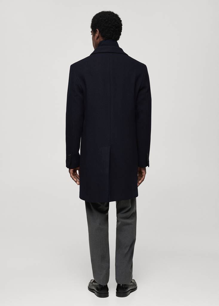 Wool coat with detachable collar — Dark Navy