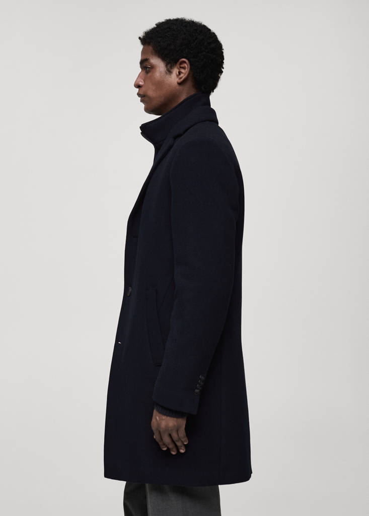 Wool coat with detachable collar — Dark Navy