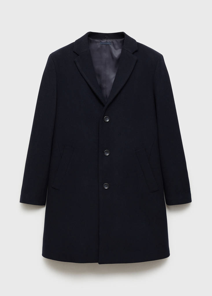Wool coat with detachable collar — Dark Navy