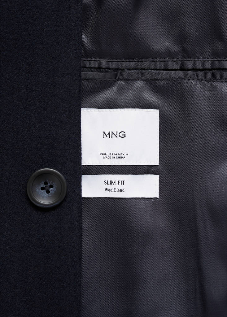 Wool coat with detachable collar — Dark Navy