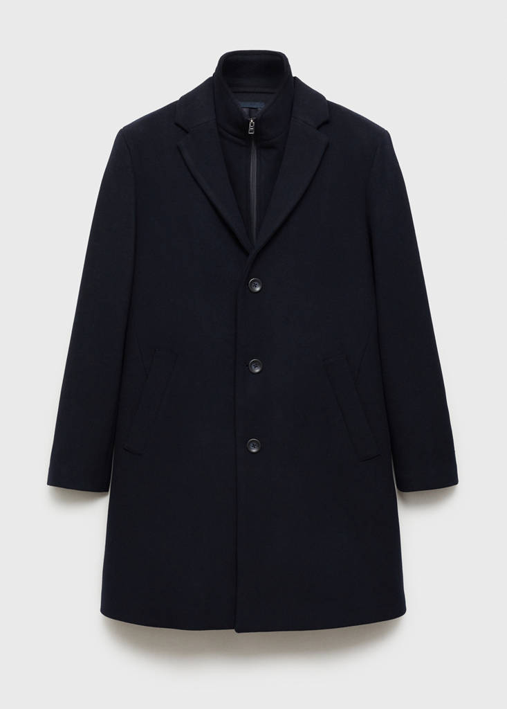 Wool coat with detachable collar — Dark Navy